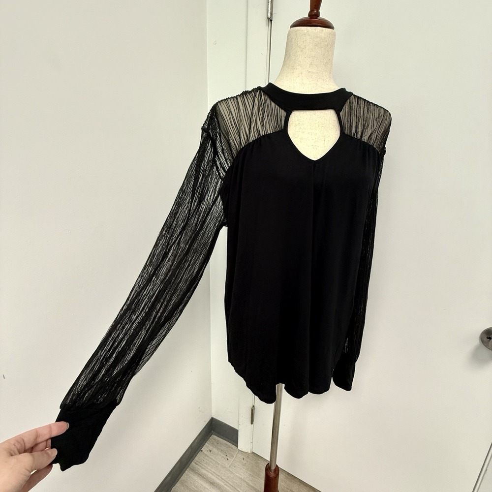 Witchy Goth Sheer Mesh Sleeve Black Top Tunic Grunge Dark Fairy Whimsigoth XXL